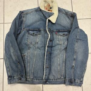 Levi's Mens Blue Denim Jacket with Sherpa Lining XL